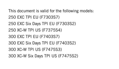 KTM 2019 -250 300 Exc Six Days TPI Xc-w - Service Workshop Repair Manual