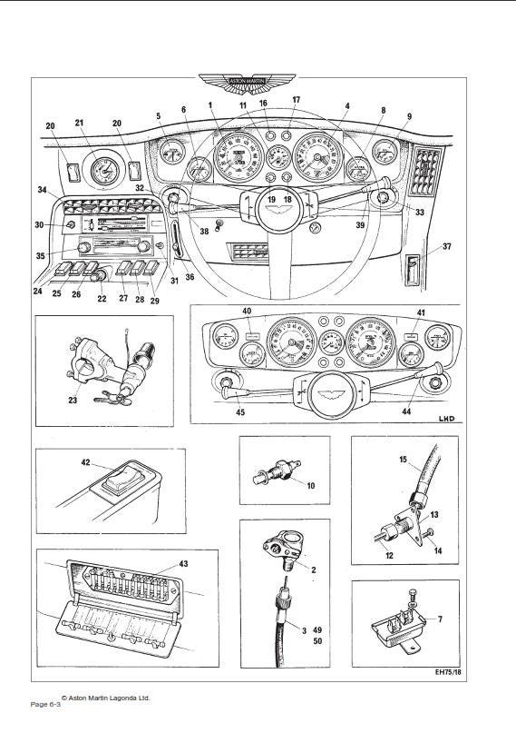 Aston Martin V8 Saloon Carburetor Model - Parts Manual - from V8/11001