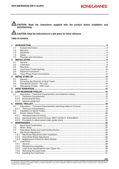 Konecranes - XN10 Chain Hoist - Installation & Maintenance Manual