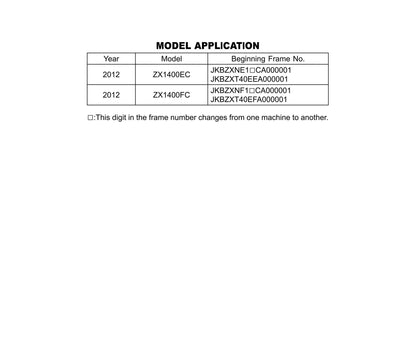Kawasaki ZZR1400 ZZR 1400 ABS Ninja ZX-14R - 2012 Workshop Service Repair Manual