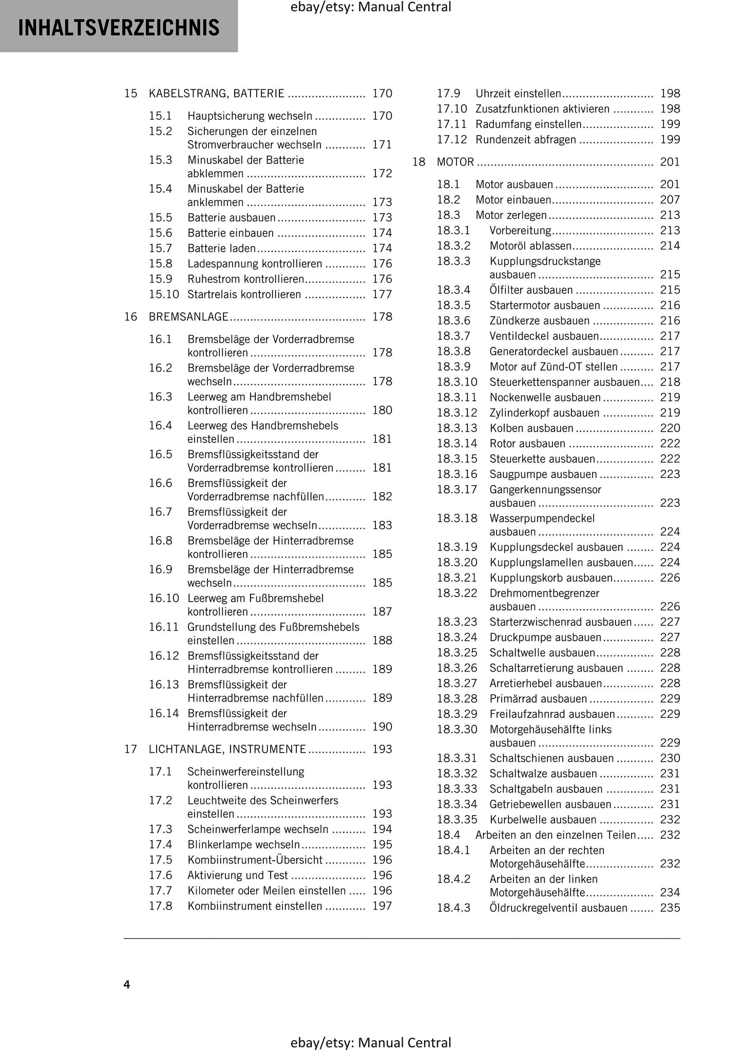 German Language - KTM 2018 - 450 500 Exc-f Six Days - Reparaturanleitung - Service Workshop Repair Manual