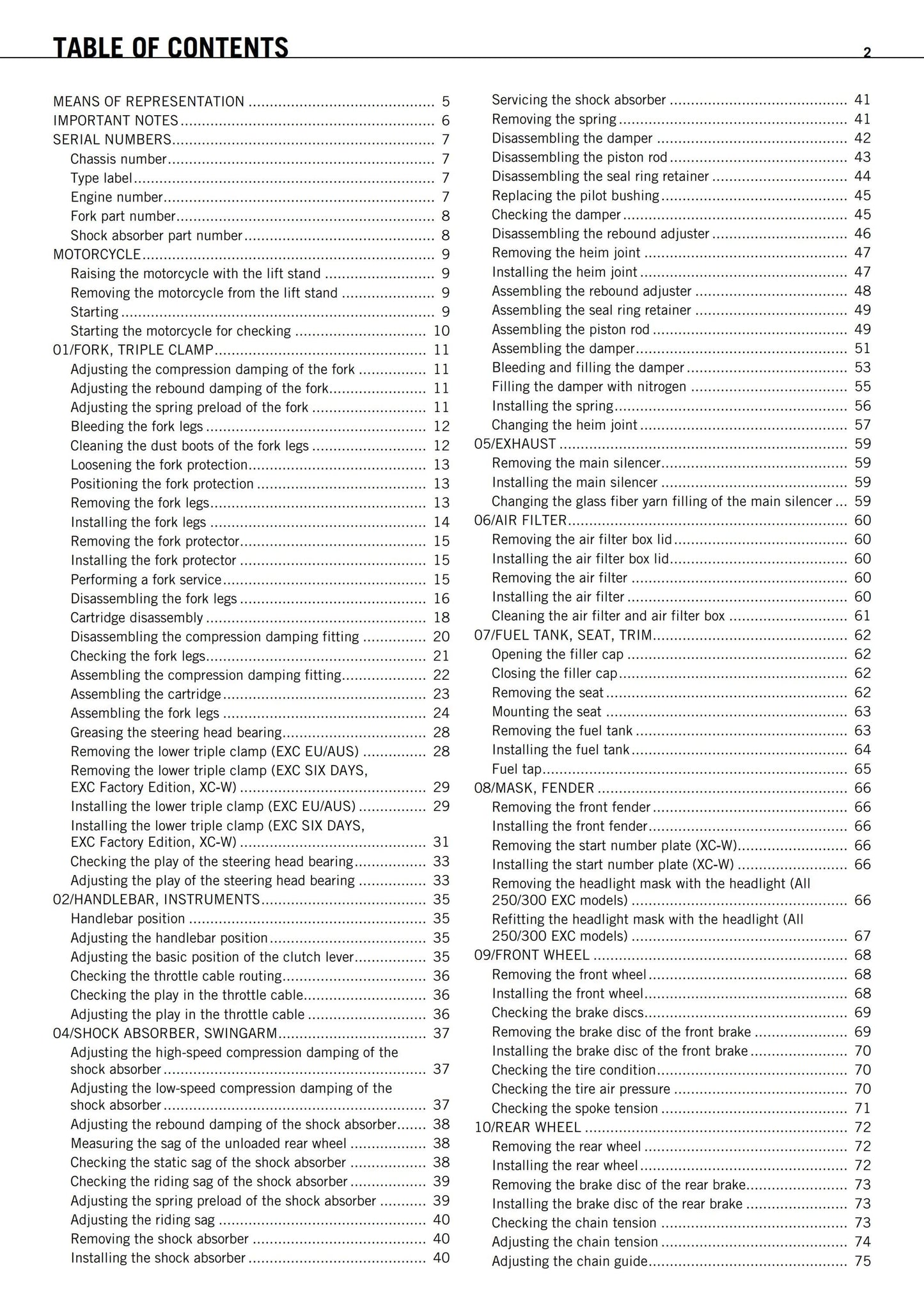 KTM 2011 - 250 300 EXC Six Days Factory Edition XC-W - Service Workshop Repair Manual