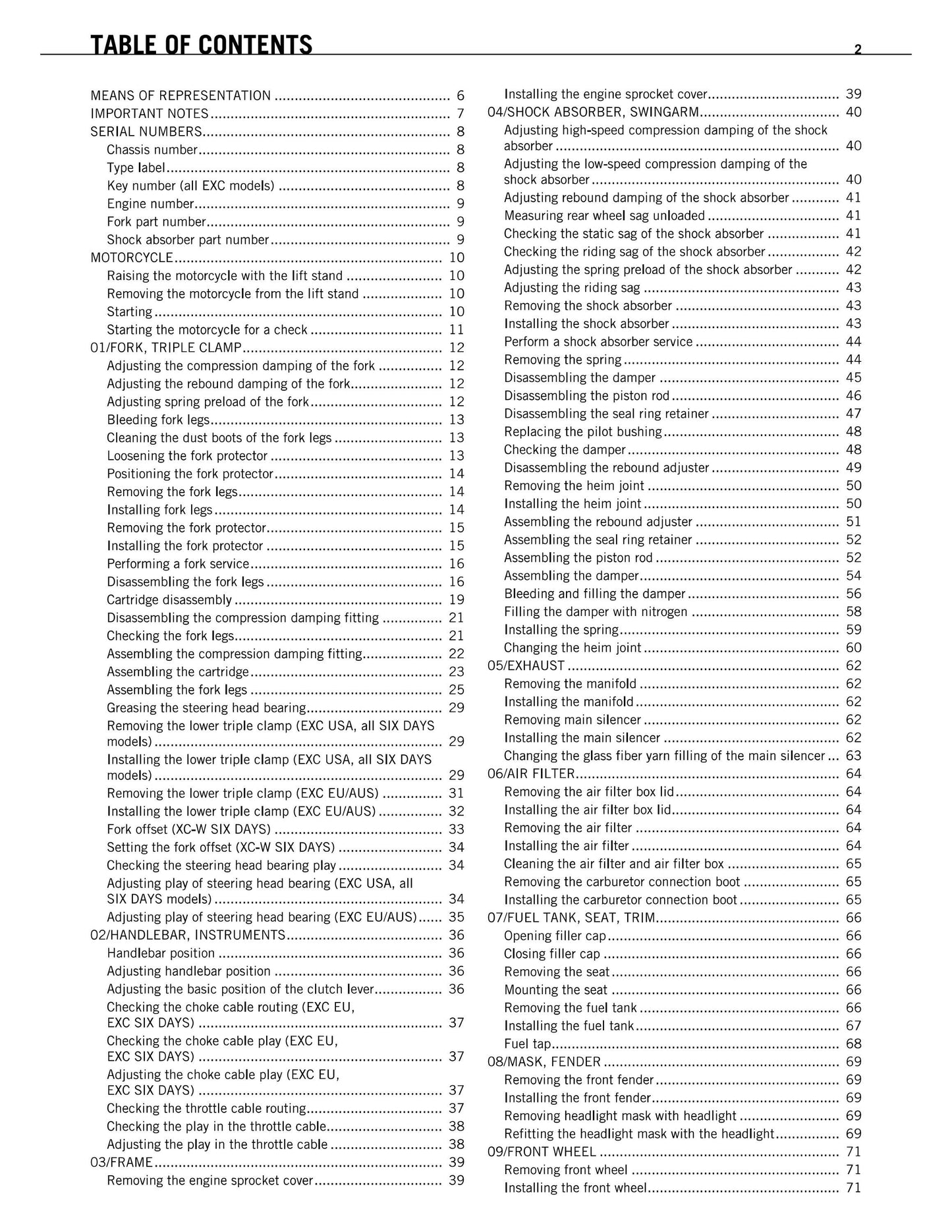 KTM 2011 - 400 450 530 Exc Xc-w Six Days - Service Workshop Repair Manual