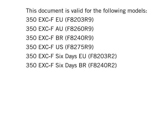 KTM 2018 - 350 Exc-f Six Days - Service Workshop Repair Manual