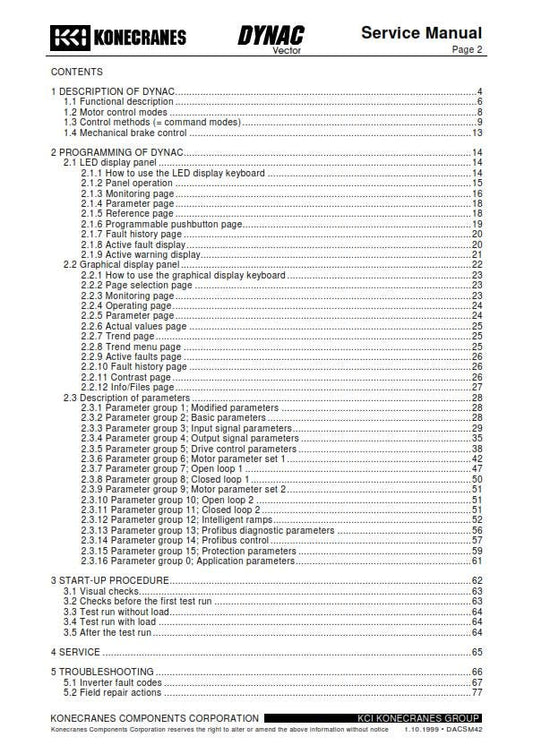 Konecranes Dynac Vector - Workshop Service Repair Manual