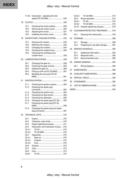 Husqvarna 2022 - TC 50 MINI - Service Workshop Repair Manual