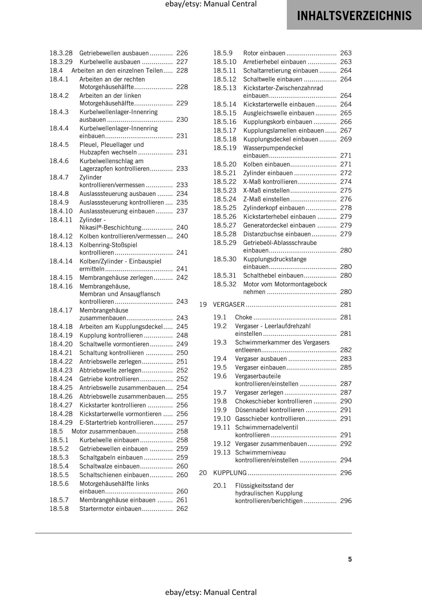 German Language - KTM 2018 - 250 300 Exc Xc-w Six Days - Reparaturanleitung - Service Workshop Repair Manual