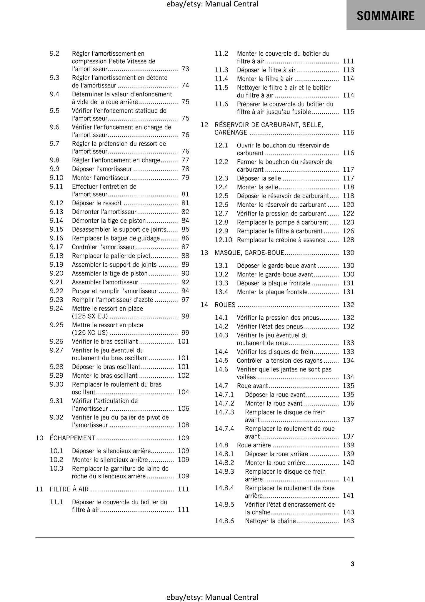 French Language - Ktm 2023 - 125 SX XC - Manuel De Reparation -  Service Workshop Repair Manual