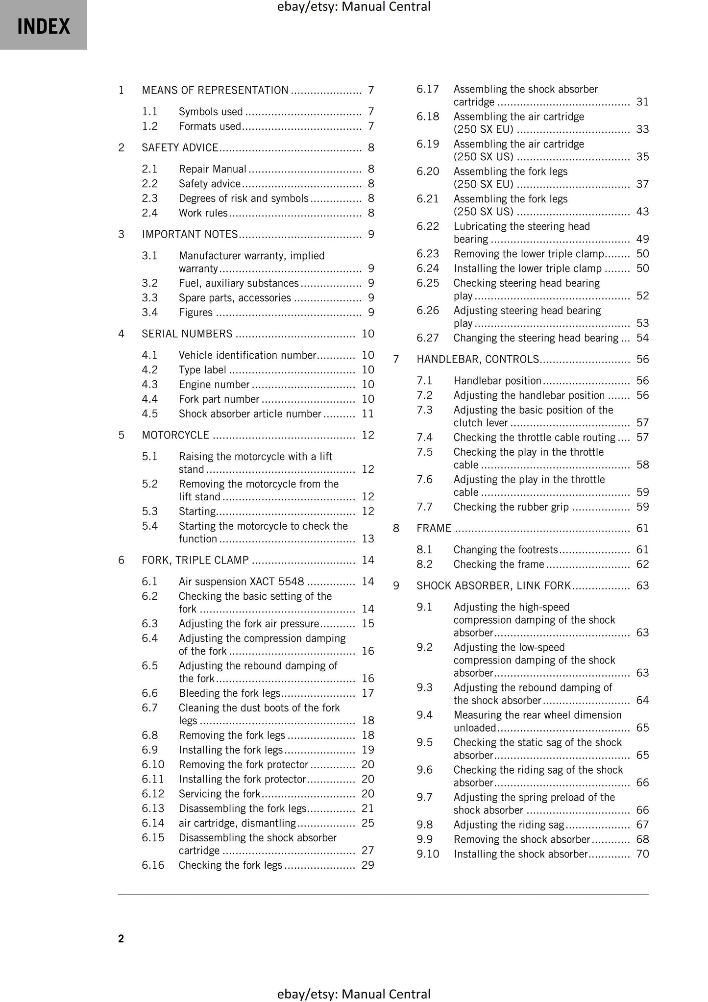 PDF - KTM 2020 - 250 SX- Service Workshop Repair Manual