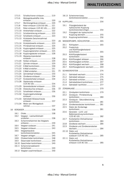 German Language - KTM 2021 - 125 150 SX XC - Reparaturanleitung - Service Workshop Repair Manual