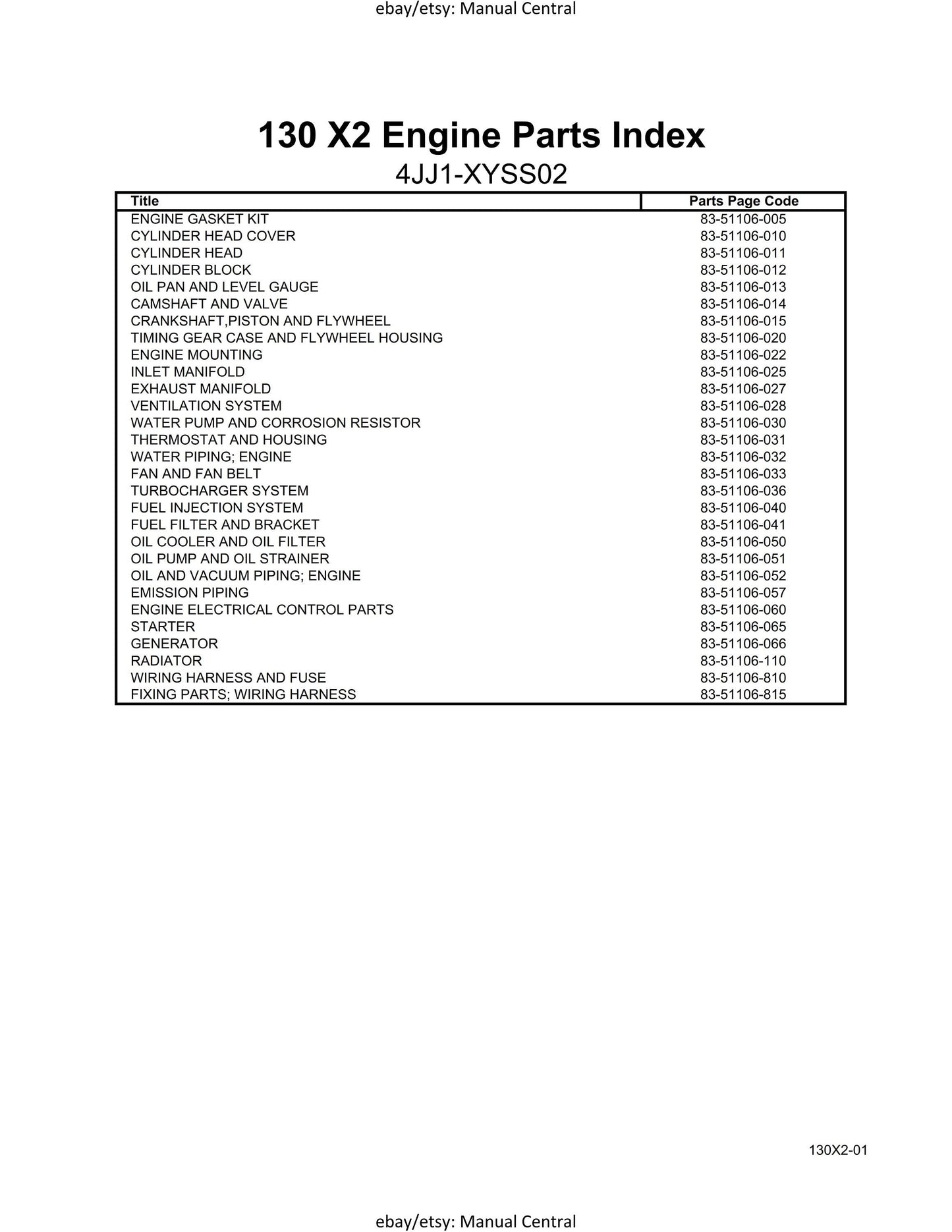 Link Belt - X2 Series - 130 - Parts Manual