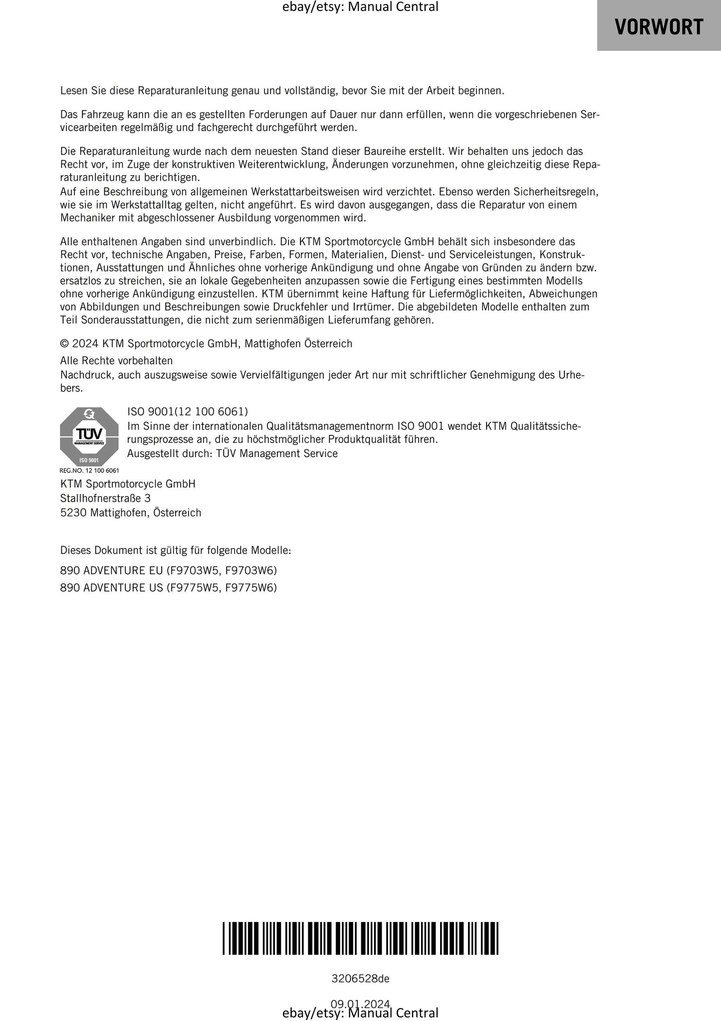 PDF - German Language - KTM 2023 - 890 Adventure - Reparaturanleitung - Service Workshop Repair Manual