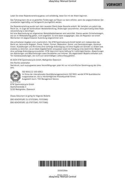 PDF - German Language - KTM 2023 - 890 Adventure - Reparaturanleitung - Service Workshop Repair Manual
