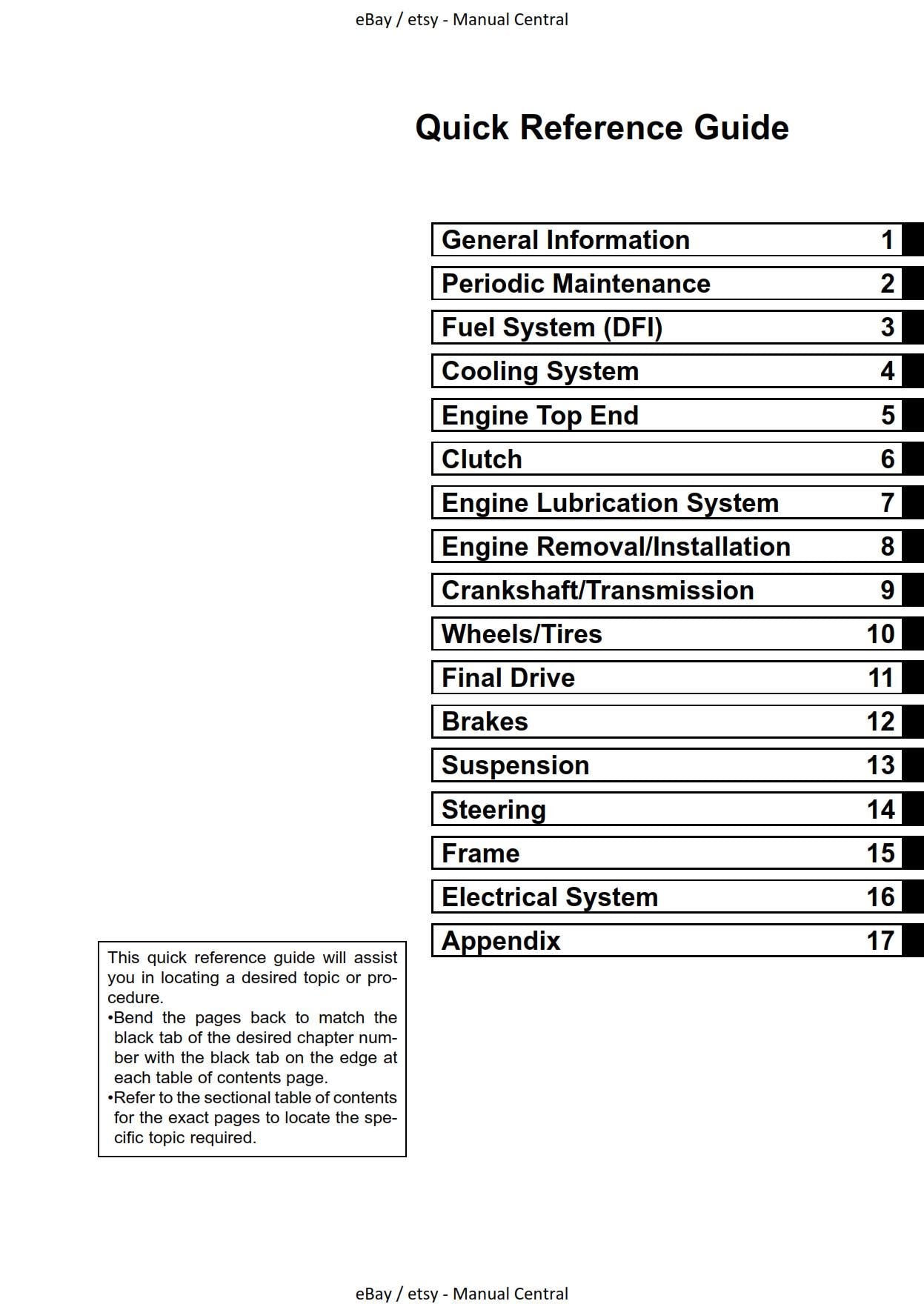 Kawasaki ZZR1400 ZZR 1400 ABS Ninja ZX-14 - 2006 2007 Workshop Service Repair Manual