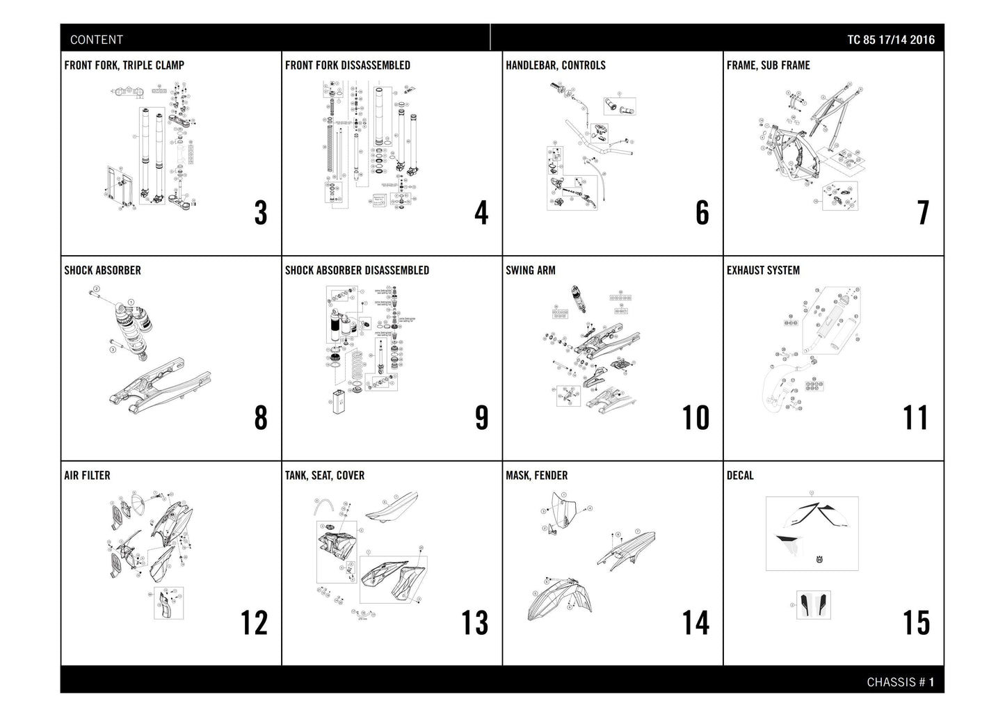 Husqvarna 2016 TC 85 17/14- Parts Manual Catalog