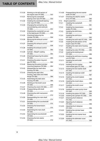 Husqvarna 2017 - TC 250 TX 300 - Service Workshop Repair Manual