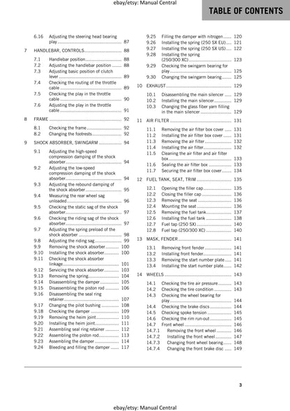 KTM 2016 - 250 300 SX XC- Service Workshop Repair Manual