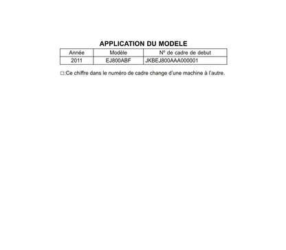 French Language Kawasaki W800 - 2011 - Motocyclette Manuel d'atelier -Workshop Service Repair Manual