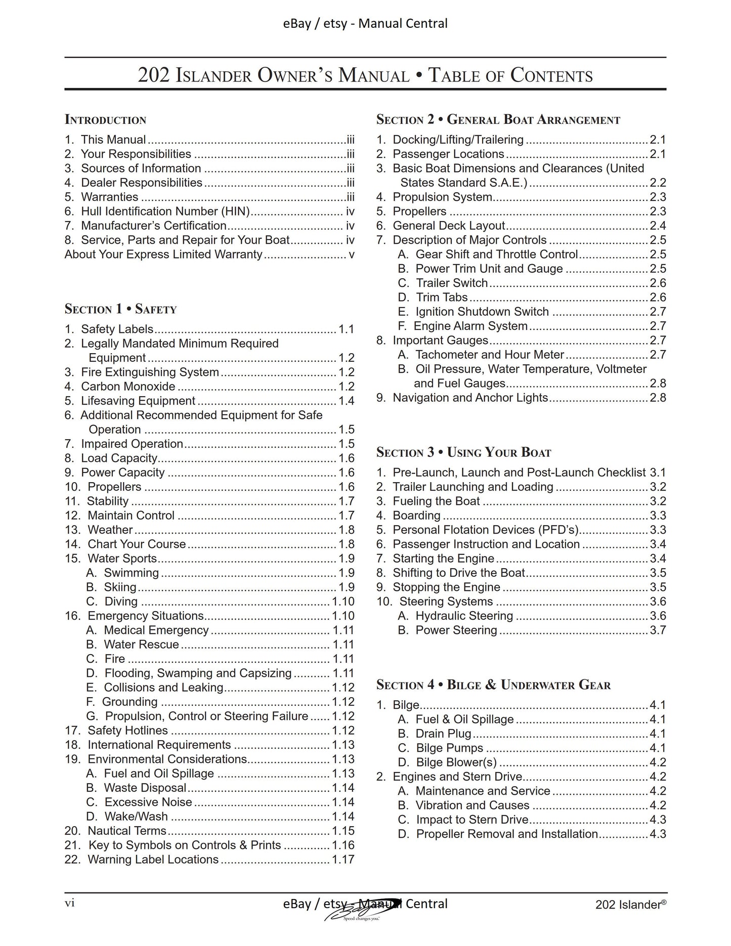 Baja Marine - 202 ISLANDER - Owners Manual