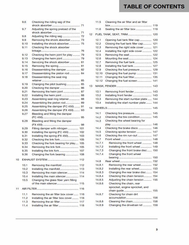 Husqvarna 2017 - FC FX 450 - Service Workshop Repair Manual