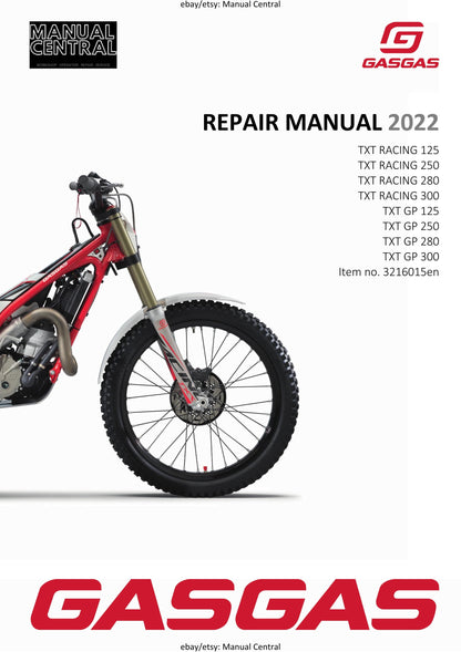 GasGas 2022 - TXT RACING GP 125 250 280 300 - Service Workshop Repair Manual