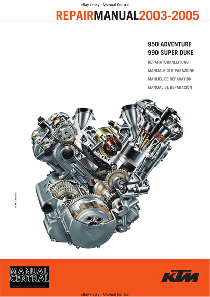 KTM 2003 to 2005 - 950 Adventure 990 Super Duke - Engine Service Workshop Repair Manual