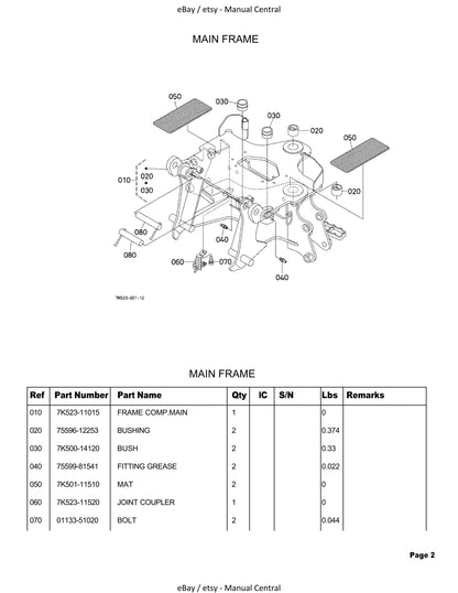 Kubota BT820 - Illustrated Parts Manual