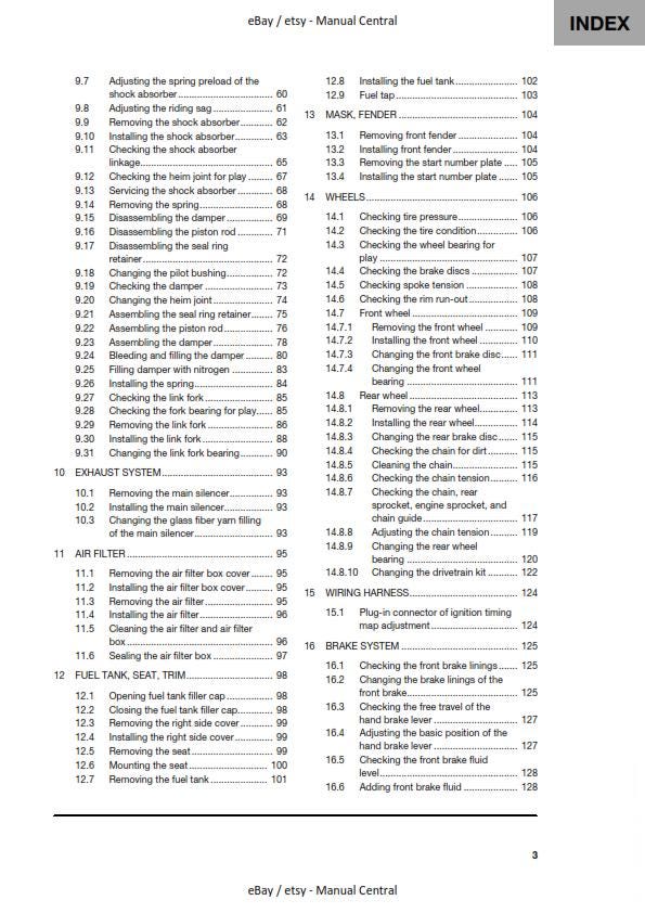 Husqvarna 2022 - TC 250 - Service Workshop Repair Manual