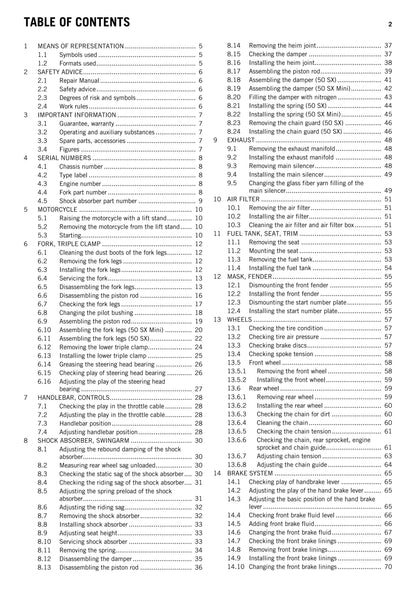 KTM 2012 - 50 SX MINI - Workshop Service Repair Manual