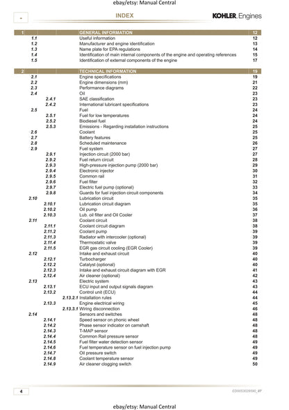 Kohler Diesel - KDI 1903 2504 TCR - Workshop Service Repair Manual