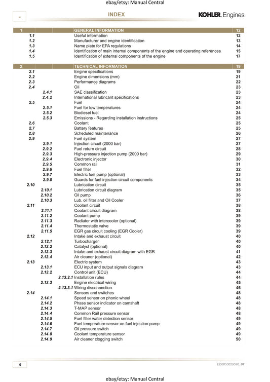 Kohler Diesel - KDI 1903 2504 TCR - Workshop Service Repair Manual