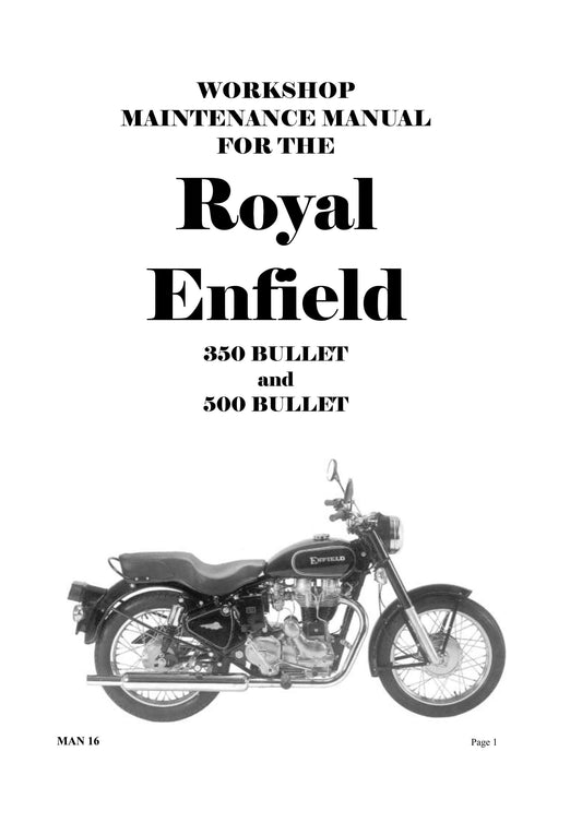 1989 - 2007 Royal Enfield 350 & 500 Bullet Workshop Maintenance Service Repair Manual