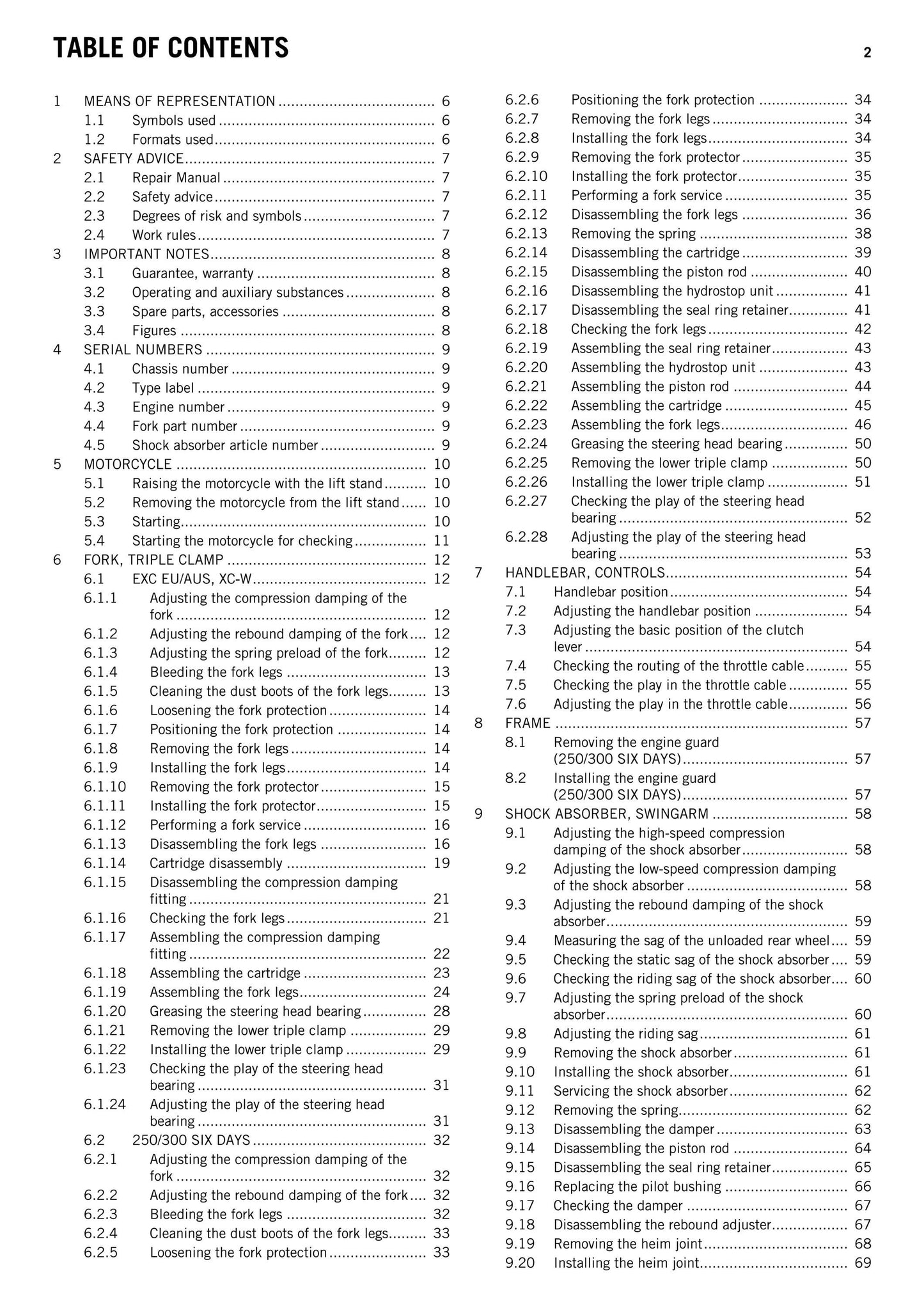 KTM 2014 - 250 300 Exc Six Days Xc-w - Service Workshop Repair Manual