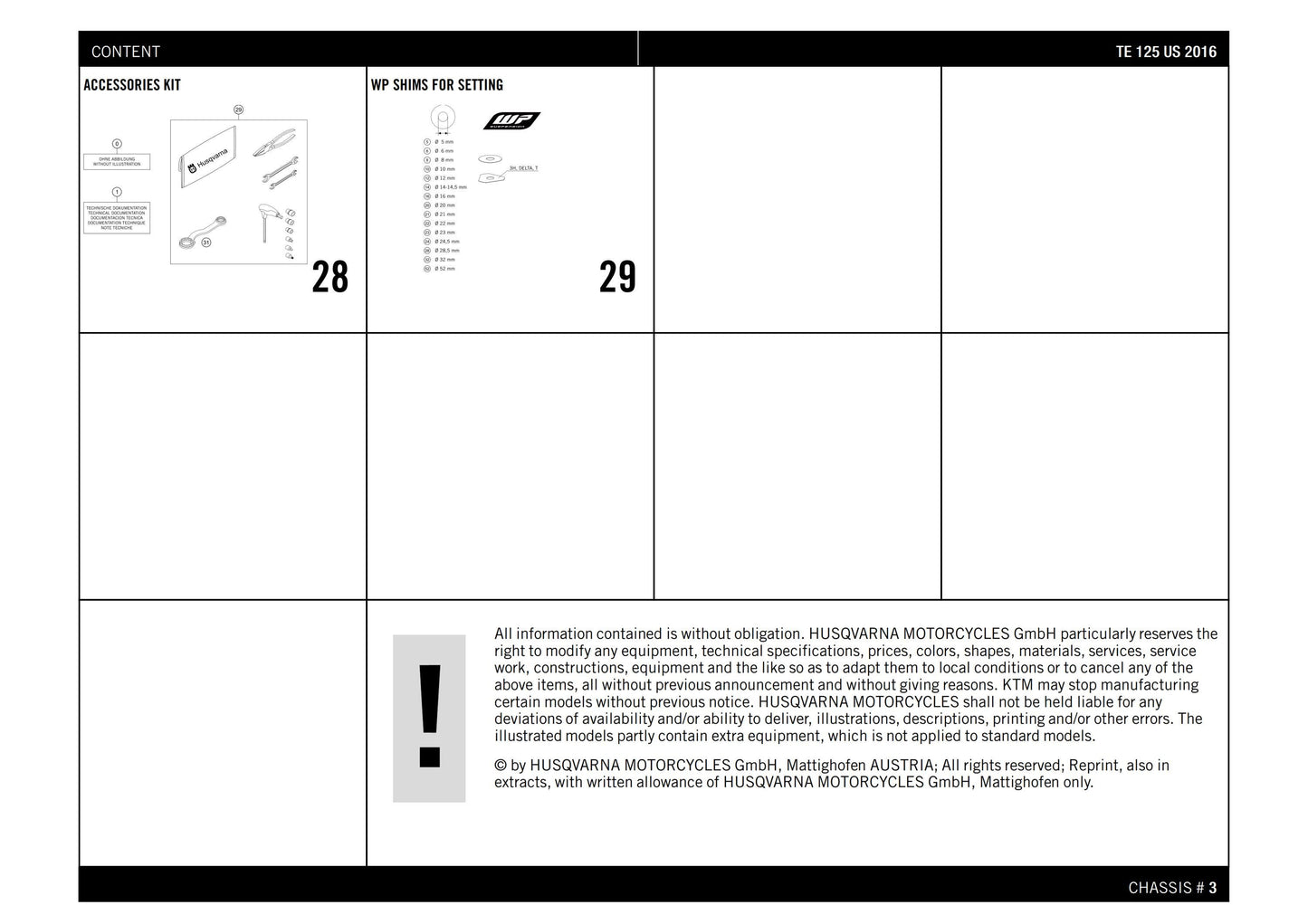 Husqvarna 2016 TE 125 US- Parts Manual Catalog