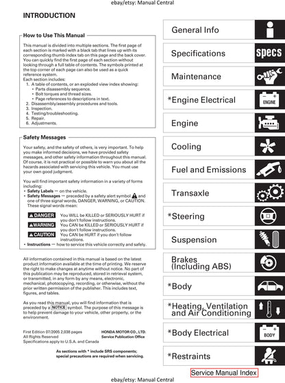 Acura RSX - 2002 2003 2004 2005 2006 - Workshop Service Repair Manual