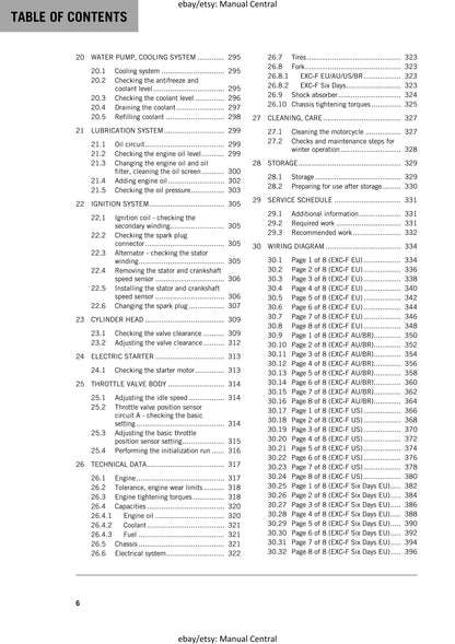KTM 2018 - 350 Exc-f Six Days - Service Workshop Repair Manual