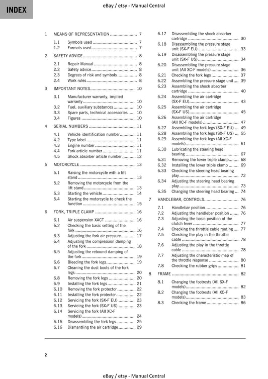 KTM 2021 - 350 SX-F XC-F Kailub Russell - Service Workshop Repair Manual