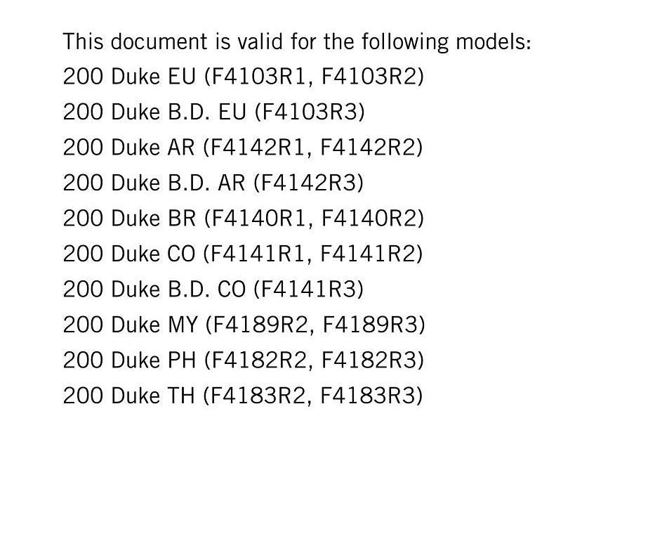 KTM 2018 - 200 Duke - Service Workshop Repair Manual