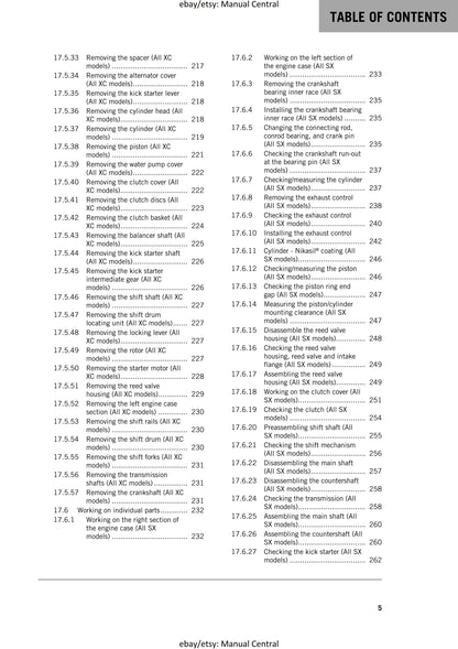 KTM 2019 - 250 300 SX XC - Service Workshop Repair Manual