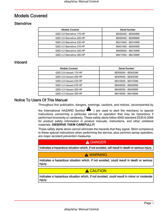 Cummins Mercury Service Manual 47 - QSD 2.8 4.2 Diesel Engine -