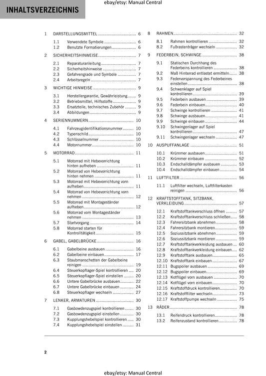 German Language - KTM 2023 - 200 Duke  - Reparaturanleitung - Service Workshop Repair Manual