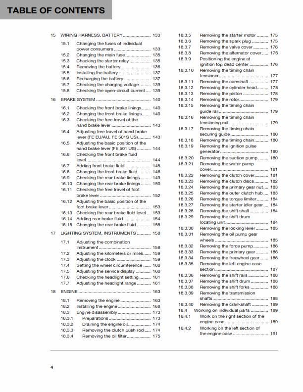 Husqvarna 2015 - FE 450 501 S - Service Workshop Repair Manual