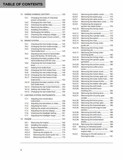 Husqvarna 2015 - FE 450 501 S - Service Workshop Repair Manual