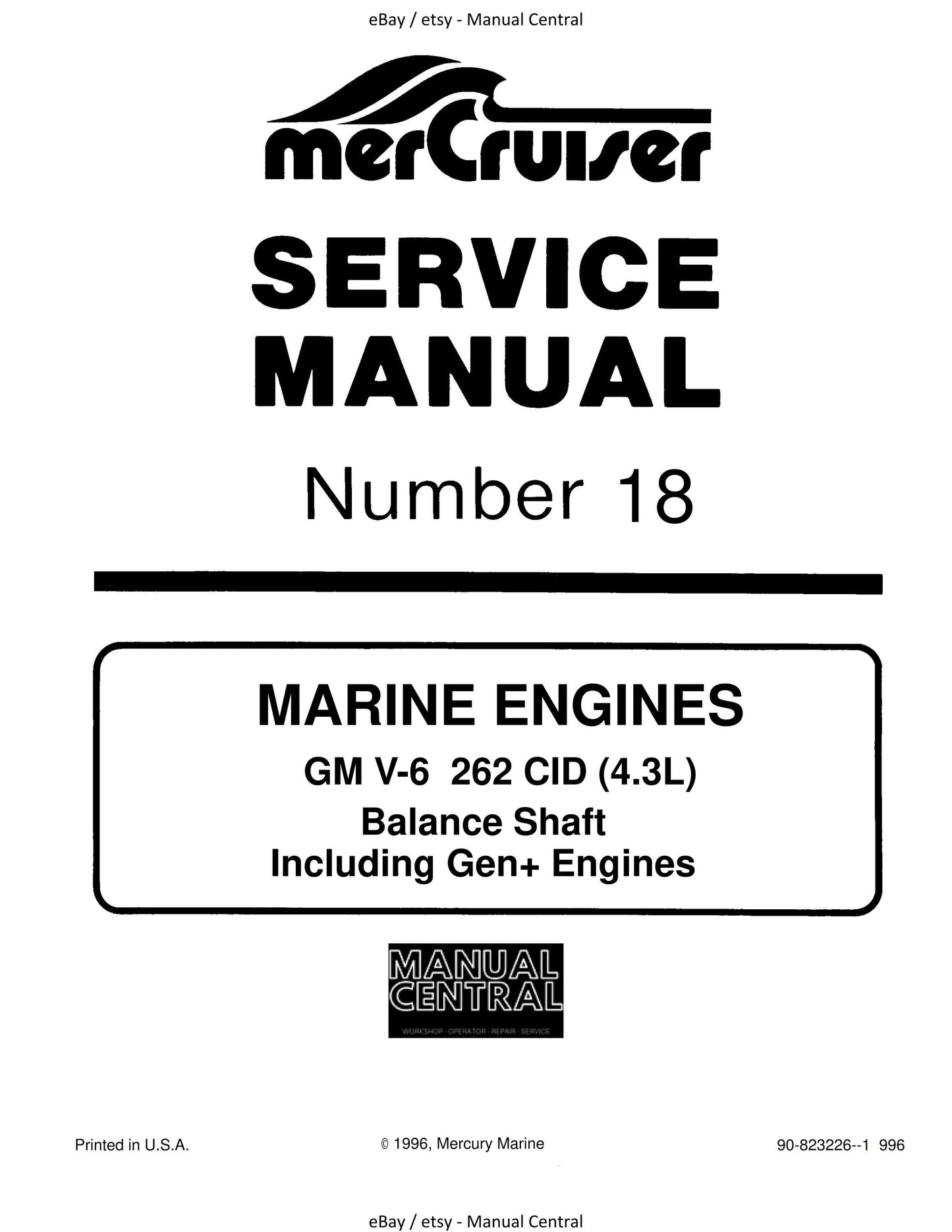 Mercury Mercruiser Service Manual 18 - Marine Engines GM V-6 262 CID (4.3L) Balance Shift Gen+ Engines