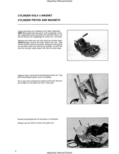 Husqvarna 1980 1981 1982 1983 1984 1985 - Primary Kick Engine - Workshop Service Repair Verkstadshandbok -
