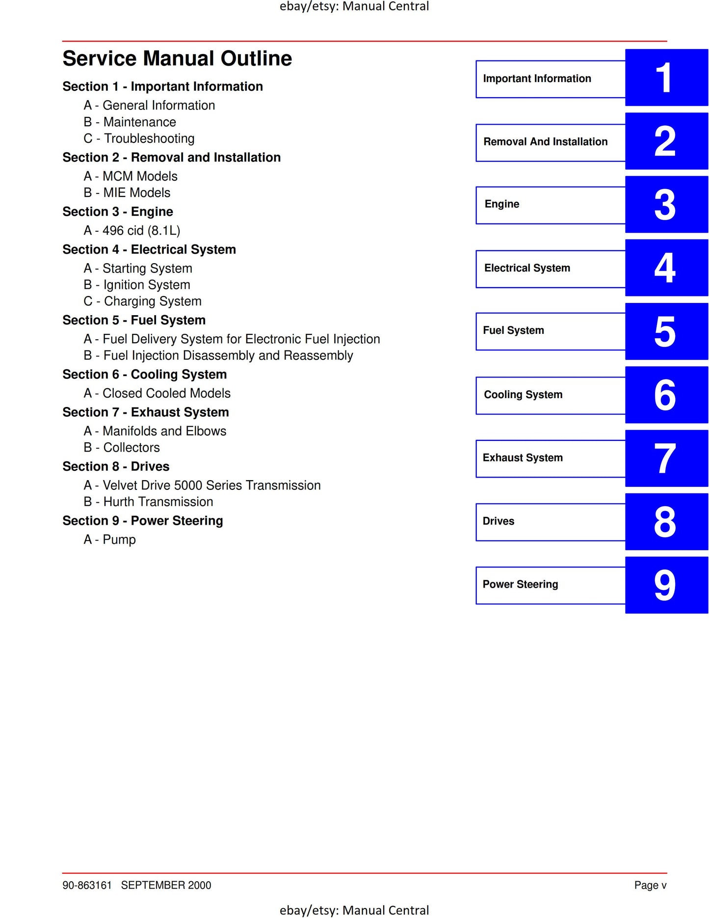 Mercury Mercruiser Service Manual 30 - 496 CID 8.1L Gasoline Engine