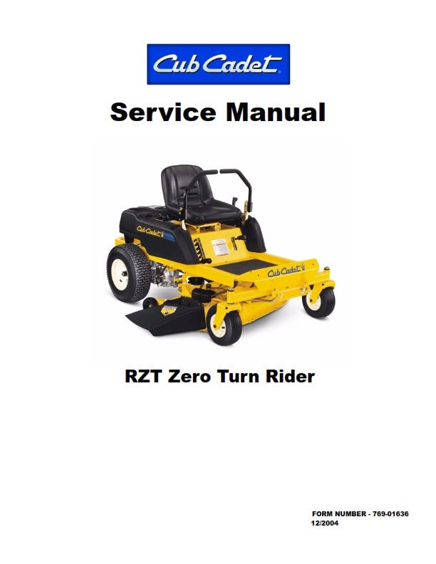 Cub Cadet - Service Manual - RZT Zero Turn Rider - RZT 22