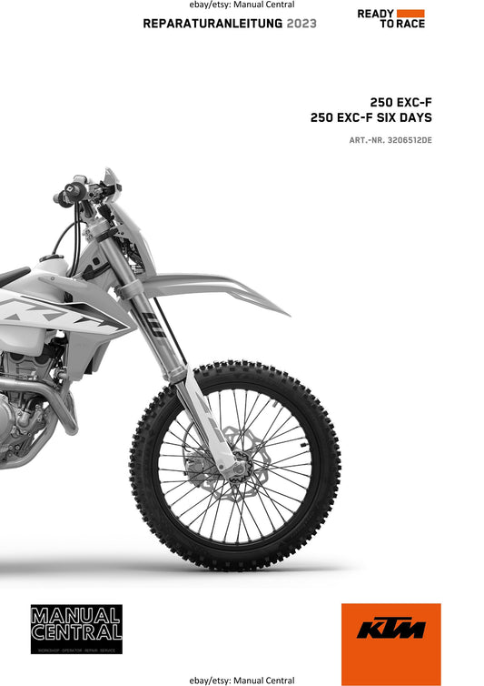 German Language - KTM 2023 - 250 Exc-f Six Days - Reparaturanleitung - Service Workshop Repair Manual