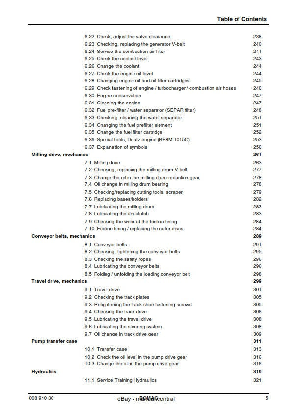 PDF - Bomag BM 2000/60 Cold Milling Machine - Service Workshop Repair Manual - 06/2006