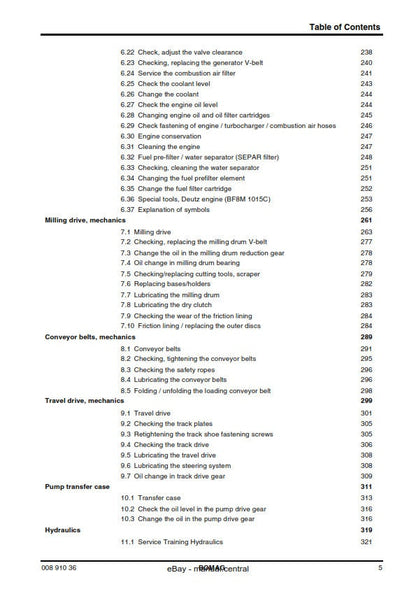 PDF - Bomag BM 2000/60 Cold Milling Machine - Service Workshop Repair Manual - 06/2006
